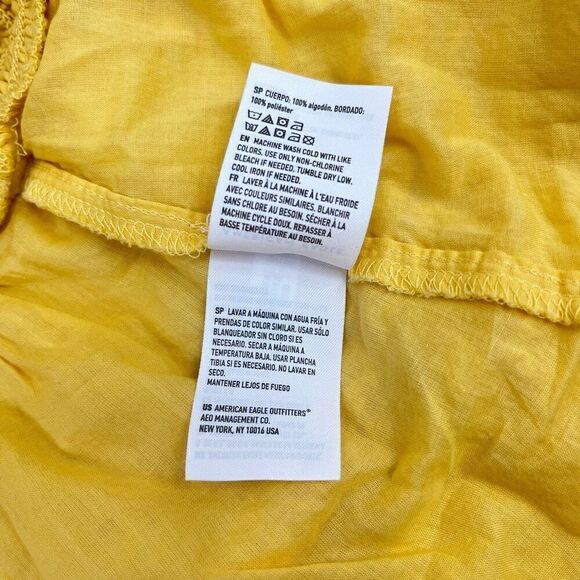American Eagle Outfitters Womens Eyelet Smocked Waist Mini Skirt Yellow Sz Small - Picture 6 of 14